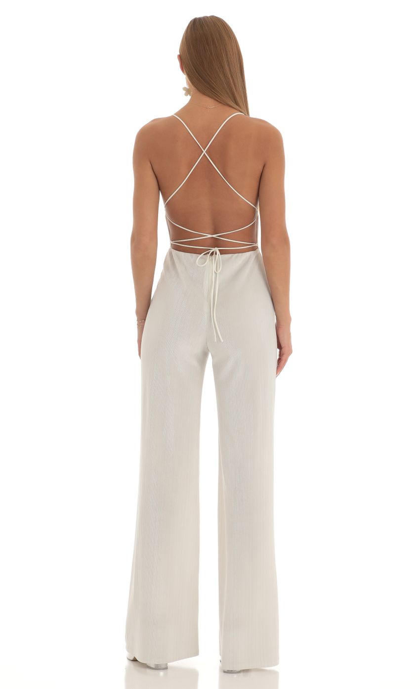Picture Harlin Striped Velvet Jumpsuit in White. Source: https://media-img.lucyinthesky.com/data/Feb23/850xAUTO/4191d7dc-26a1-47ff-887e-d67941dd3c0d.jpg