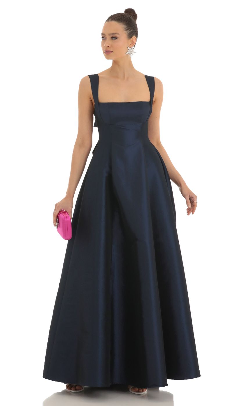 Picture Fit and Flare Maxi Dress in Navy. Source: https://media-img.lucyinthesky.com/data/Feb23/850xAUTO/4383c429-c63d-4c0b-b709-e5762cc64332.jpg