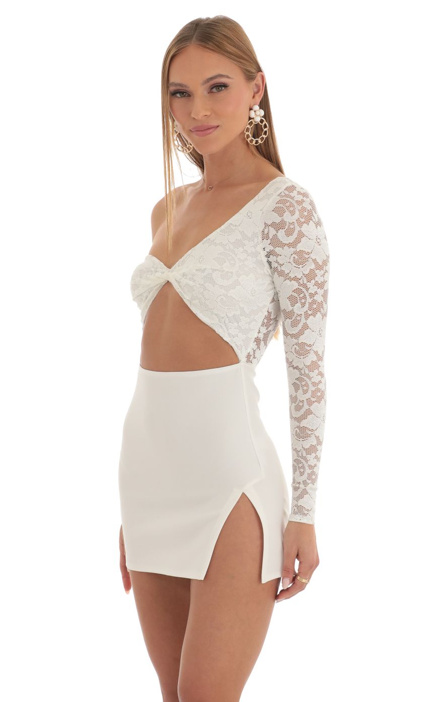 Picture Embroidered One Shoulder Dress in White. Source: https://media-img.lucyinthesky.com/data/Feb23/850xAUTO/49d75919-80c3-4d33-96df-5c98426a2e02.jpg