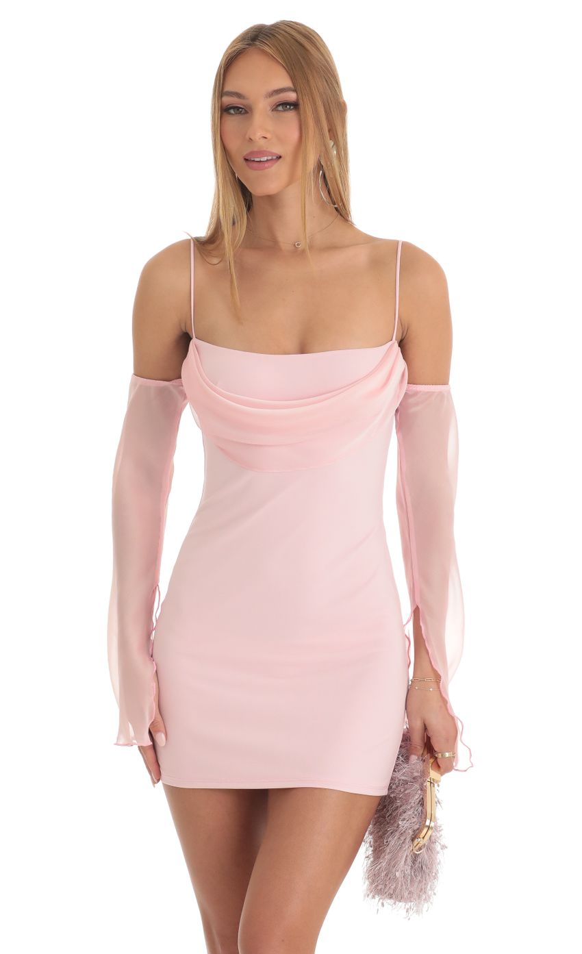 Picture Off Shoulder Cowl Neck Dress in Pink. Source: https://media-img.lucyinthesky.com/data/Feb23/850xAUTO/4ea3b4dc-c172-437b-b001-ba687c539e76.jpg