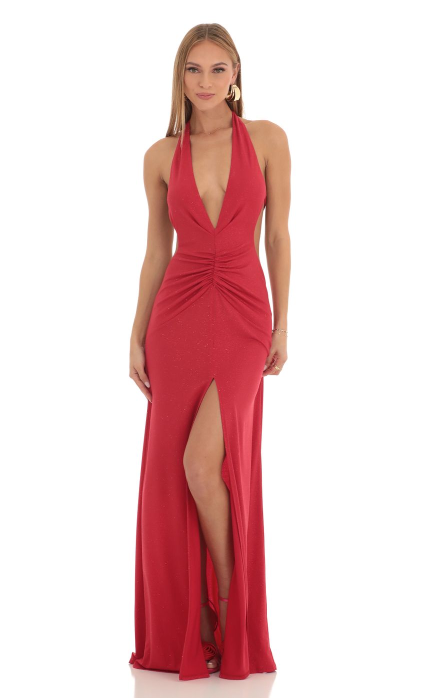 Picture Shimmer Front Slit Open Back Maxi Dress in Red. Source: https://media-img.lucyinthesky.com/data/Feb23/850xAUTO/50d7ed11-9b93-4e24-a2bd-bbeb711c192a.jpg