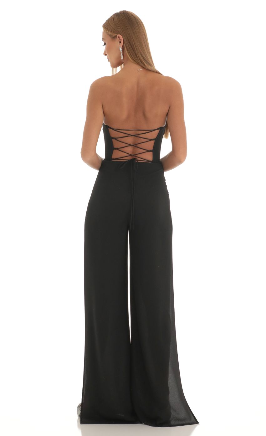 Picture Sequin Bust Crepe Jumpsuit in Black. Source: https://media-img.lucyinthesky.com/data/Feb23/850xAUTO/5ab00367-34c6-4a2f-975b-a240616d2d50.jpg