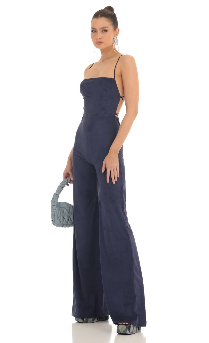 Picture Suede Wide Leg Jumpsuit in Navy. Source: https://media-img.lucyinthesky.com/data/Feb23/850xAUTO/85fa6da3-b2ee-458d-8fed-1e2050f6c05f.jpg