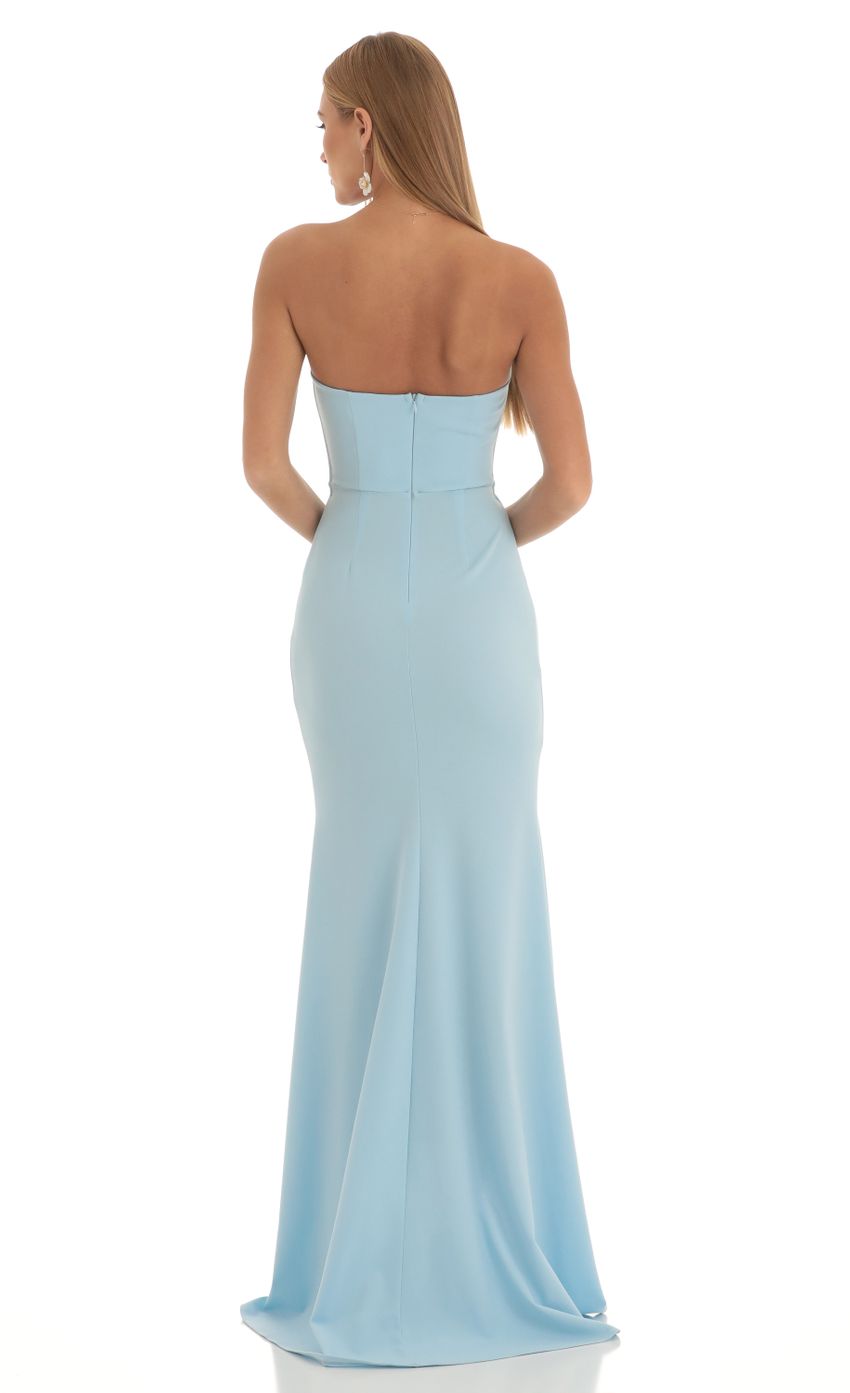 Picture Crepe High Low Maxi Dress in Blue. Source: https://media-img.lucyinthesky.com/data/Feb23/850xAUTO/8b691120-f67b-4a23-b636-a68569c20fc5.jpg