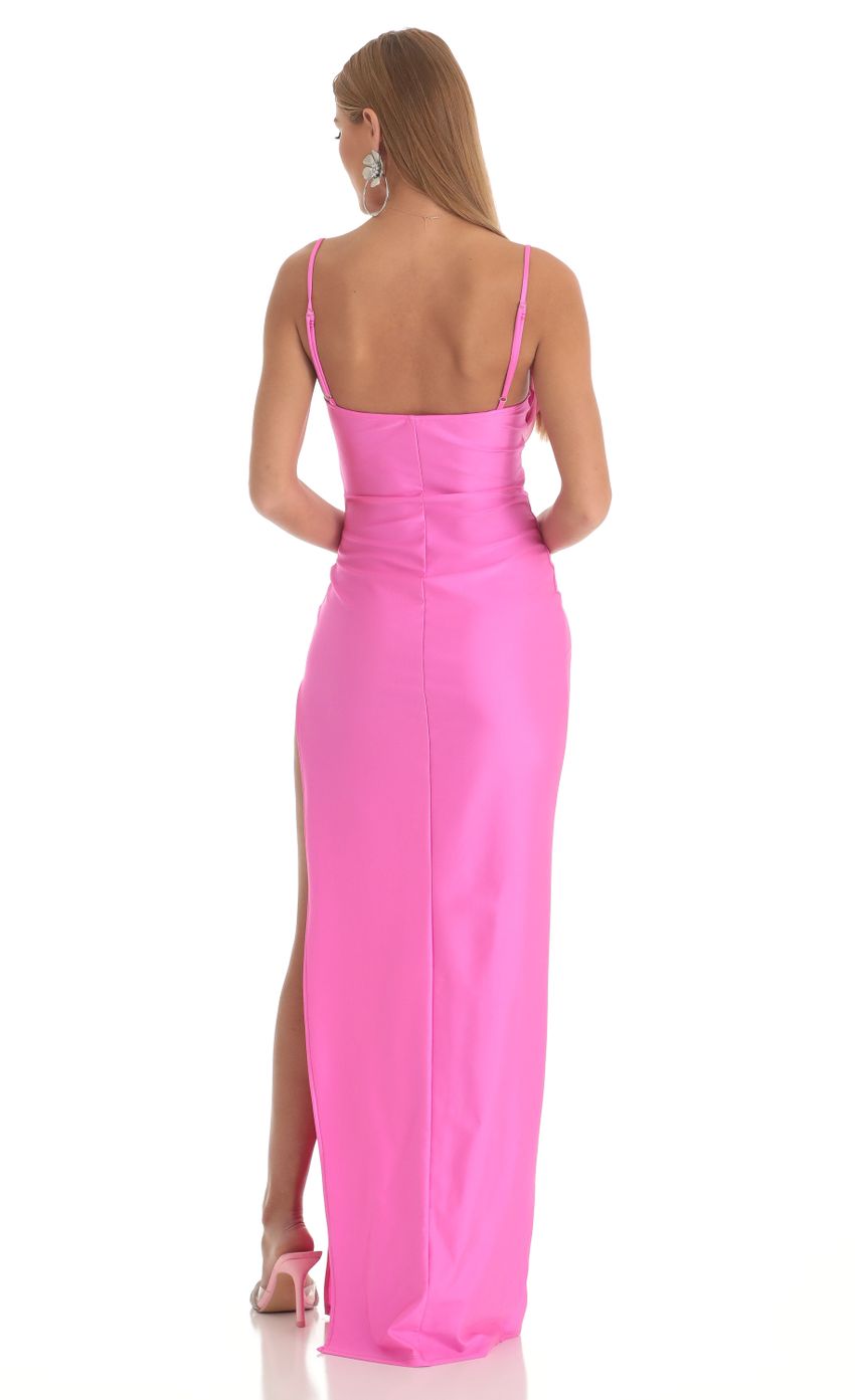Picture High Slit Cowl Neck Maxi Dress in Hot Pink. Source: https://media-img.lucyinthesky.com/data/Feb23/850xAUTO/9408cbe2-31ea-4d21-bc80-82d156160d25.jpg