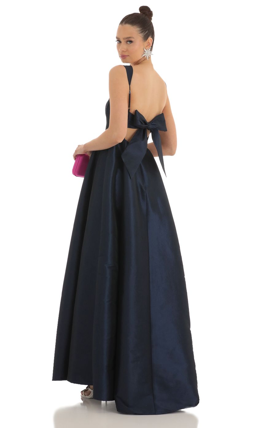 Picture Fit and Flare Maxi Dress in Navy. Source: https://media-img.lucyinthesky.com/data/Feb23/850xAUTO/9d39a26c-2287-456b-9538-22e33309354c.jpg