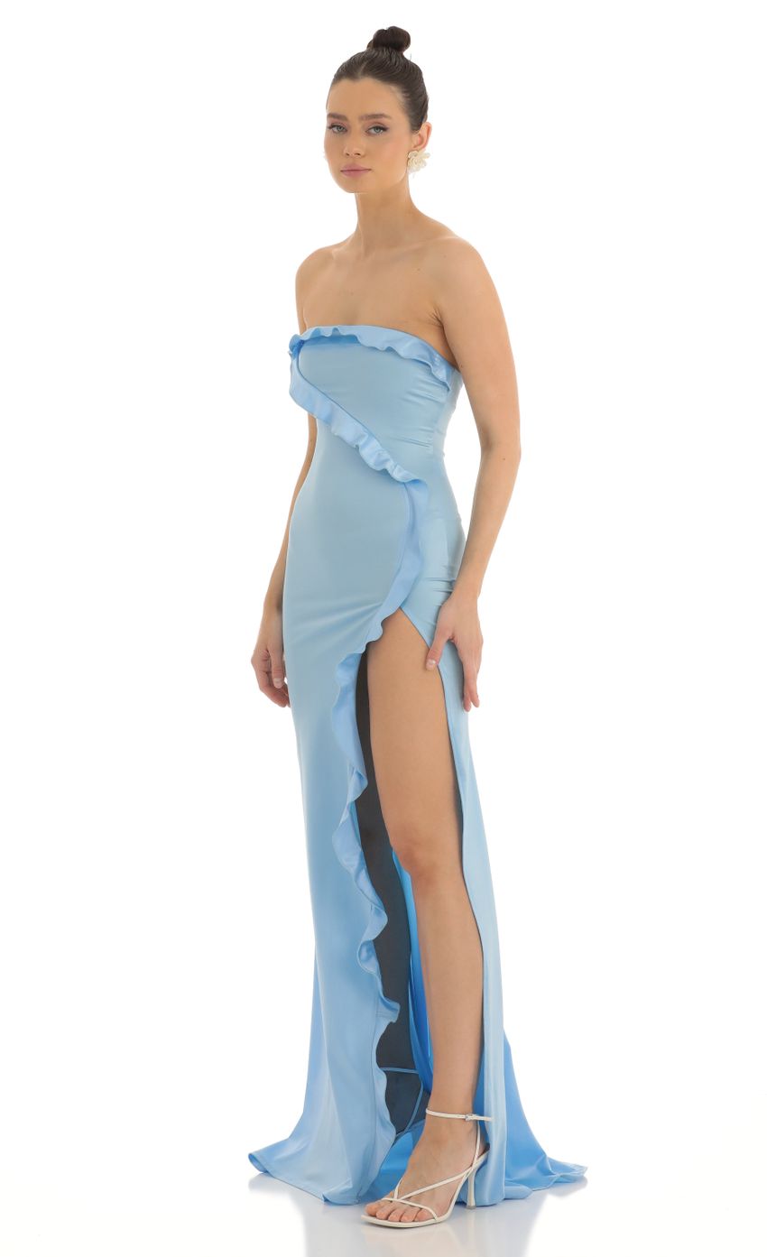 Picture Strapless Satin Maxi Dress in Blue. Source: https://media-img.lucyinthesky.com/data/Feb23/850xAUTO/ab7ba164-191e-4598-93e4-2b06da2d8711.jpg