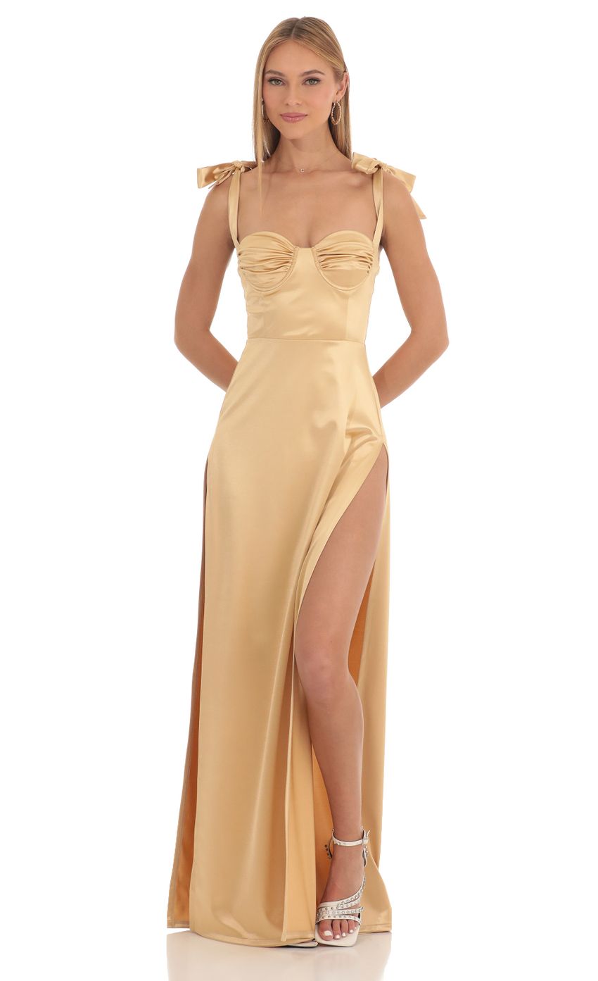 Picture Satin Slit Maxi Dress in Gold. Source: https://media-img.lucyinthesky.com/data/Feb23/850xAUTO/adece0d7-7ffa-469d-8fc1-8e9a137b4b74.jpg