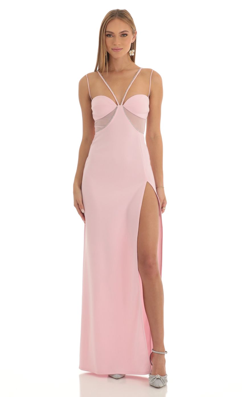 Picture Rhinestone Mesh Cutout Maxi Dress in Pink. Source: https://media-img.lucyinthesky.com/data/Feb23/850xAUTO/af8619dc-ff62-470f-a858-e52b8f9078a0.jpg