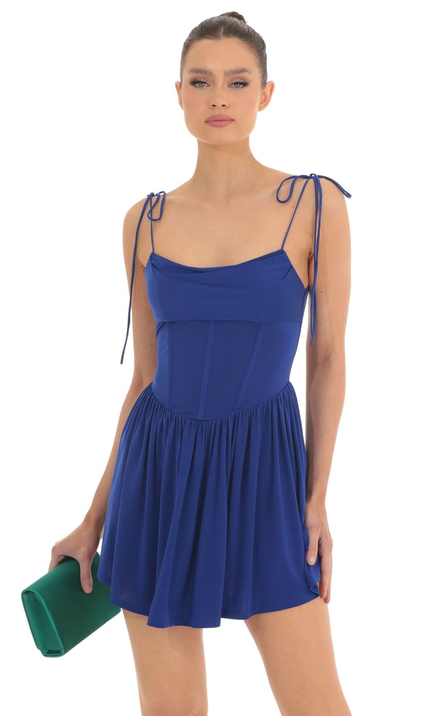 Picture Draped Corset Ruffled Dress in Royal Blue. Source: https://media-img.lucyinthesky.com/data/Feb23/850xAUTO/d057d835-90d6-4c42-959e-0e03ddd6eed9.jpg