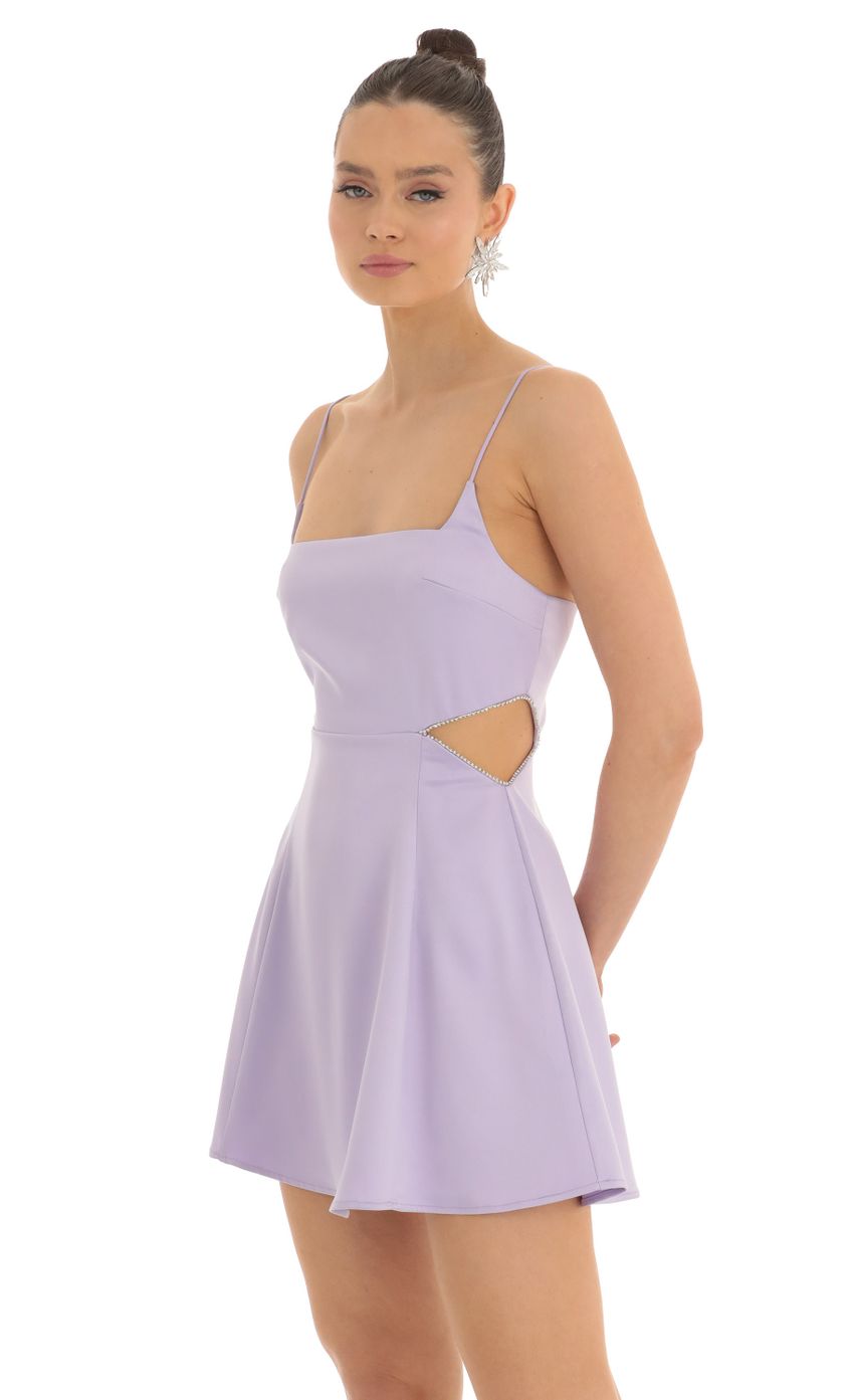 Picture Satin Diamond Cutout Dress in Purple. Source: https://media-img.lucyinthesky.com/data/Feb23/850xAUTO/dfd6ae66-121f-4504-a529-5277fc4c048b.jpg