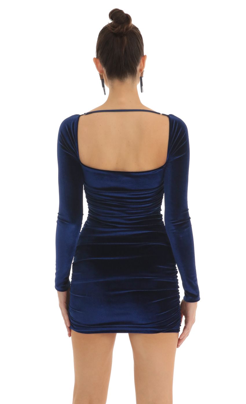 Picture Velvet Long Sleeve Bodycon Dress in Blue. Source: https://media-img.lucyinthesky.com/data/Feb23/850xAUTO/e2d8f039-04f8-4a6a-b919-0df1ec804da6.jpg