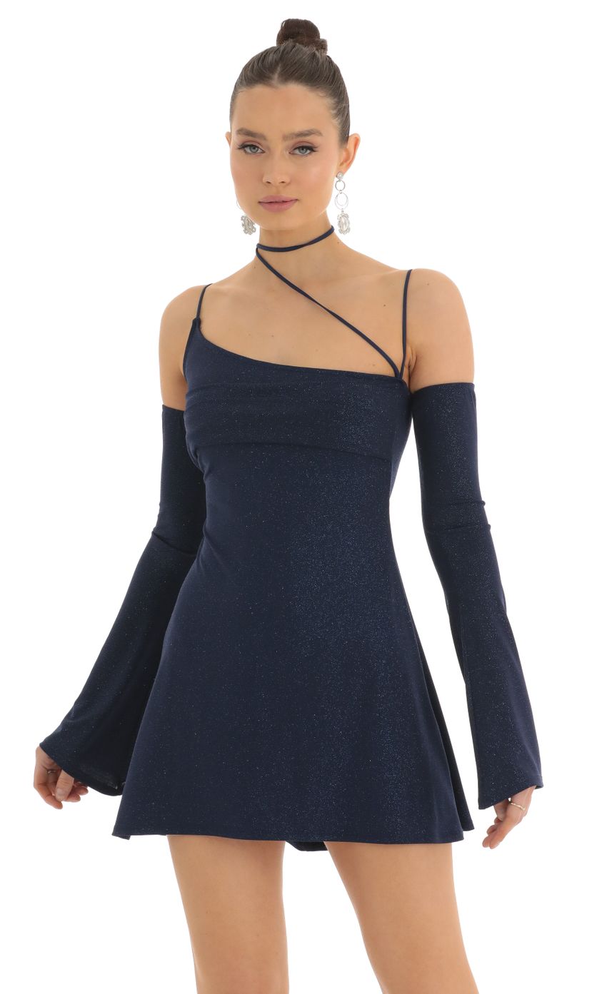 Picture Glitter Party Dress With Gloves in Navy. Source: https://media-img.lucyinthesky.com/data/Feb23/850xAUTO/e313ea02-c368-49b3-a0c7-878ec1922822.jpg