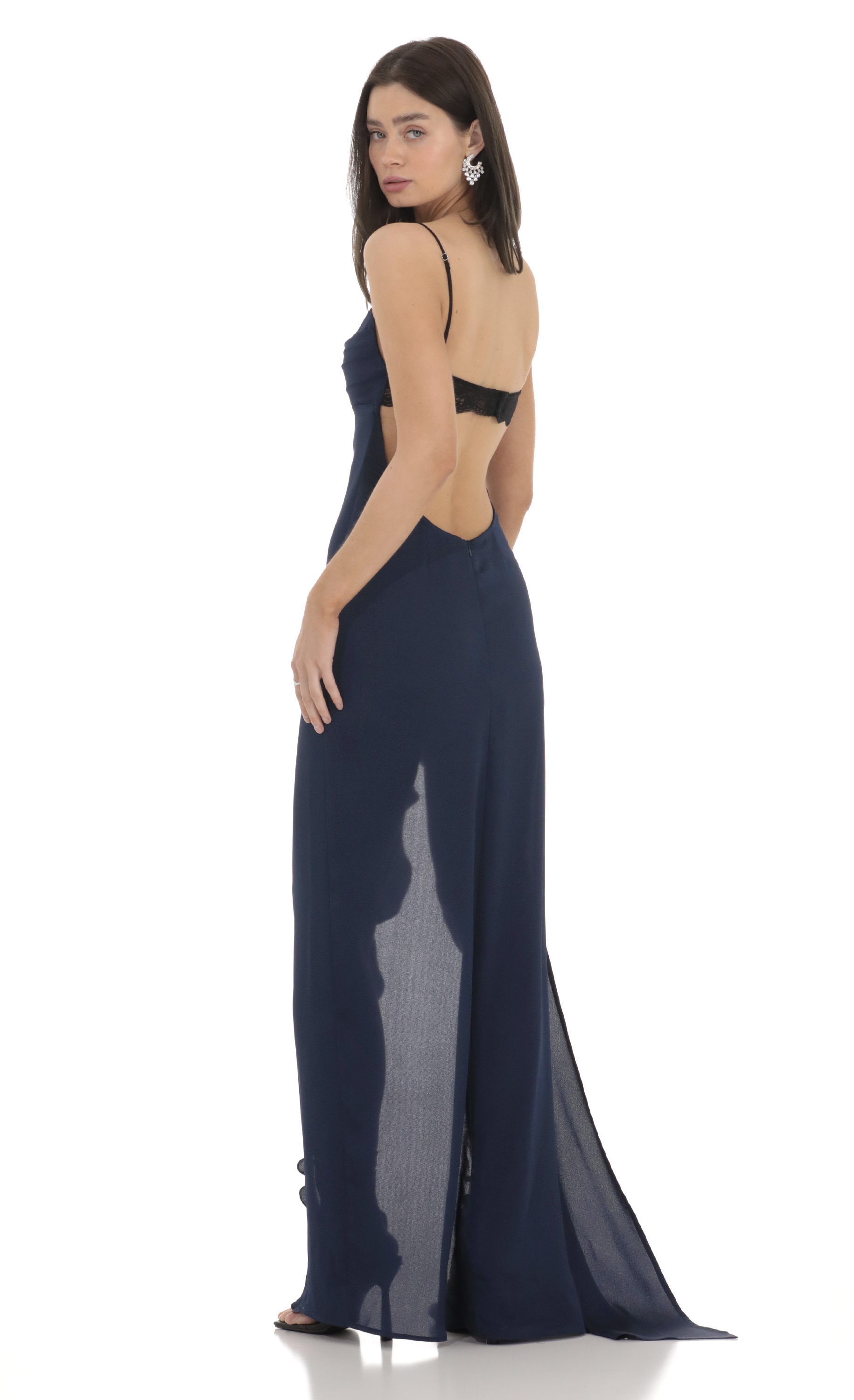 chinese dress ladies SATIN BIAS COWL BACK MAXI | BLACK — THIRD FORM main image 1