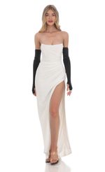 Picture Satin Glove Strapless Corset Maxi Dress in White. Source: https://media-img.lucyinthesky.com/data/Feb24/150xAUTO/0abbd4ee-ffd7-45a0-a367-b830e4078658.jpg