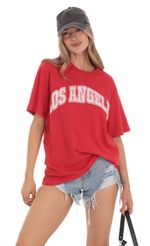 Picture Los Angeles T-Shirt in Red. Source: https://media-img.lucyinthesky.com/data/Feb24/150xAUTO/2592396a-2fc1-4354-b890-f703278fbde1.jpg