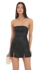 Picture of Jacquard Back Bow Strapless Dress in Black