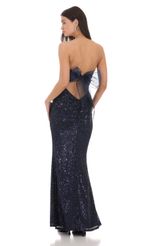 Picture Iridescent Sequin Strapless Maxi Dress in Champagne. Source: https://media-img.lucyinthesky.com/data/Feb24/150xAUTO/4716a46d-a50b-4180-8602-28d072a76570.jpg