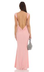 Picture Open Back Maxi Dress in Pink. Source: https://media-img.lucyinthesky.com/data/Feb24/150xAUTO/6352c811-0d0d-4d9f-b7f1-6b2f7d3fabea.jpg