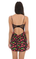 Picture Cherry Print Bodycon Dress in Black. Source: https://media-img.lucyinthesky.com/data/Feb24/150xAUTO/7258c57f-50e1-4326-8365-4e17440a89a2.jpg