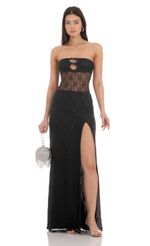 Picture Lace Cutout Strapless Maxi Dress in Black. Source: https://media-img.lucyinthesky.com/data/Feb24/150xAUTO/a3b66b56-f77c-41f1-bf8a-e343acedbfa6.jpg
