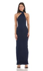 Picture One Shoulder Scarf Strap Maxi Dress in Navy. Source: https://media-img.lucyinthesky.com/data/Feb24/150xAUTO/a4699802-8cba-442e-93be-7272894cf8a2.jpg