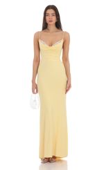 Picture Cowl Neck Mermaid Maxi Dress in Yellow. Source: https://media-img.lucyinthesky.com/data/Feb24/150xAUTO/b904395f-fd74-4615-a929-dfb1dcc303fe.jpg