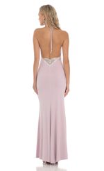 Picture Halter Open Back Butterfly Maxi Dress in Lilac. Source: https://media-img.lucyinthesky.com/data/Feb24/150xAUTO/d032ac72-7110-4f71-b4e0-08055d0a7cfb.jpg