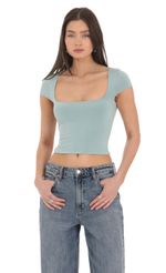 Picture Short Sleeve Crop Top in Seaglass Blue. Source: https://media-img.lucyinthesky.com/data/Feb24/150xAUTO/fd19eb58-21ad-42c0-8093-edafceeb2a65.jpg