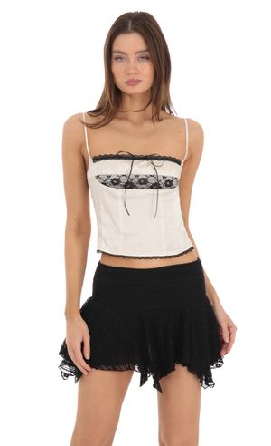 Demetra Embroidered Corset Top in Cream