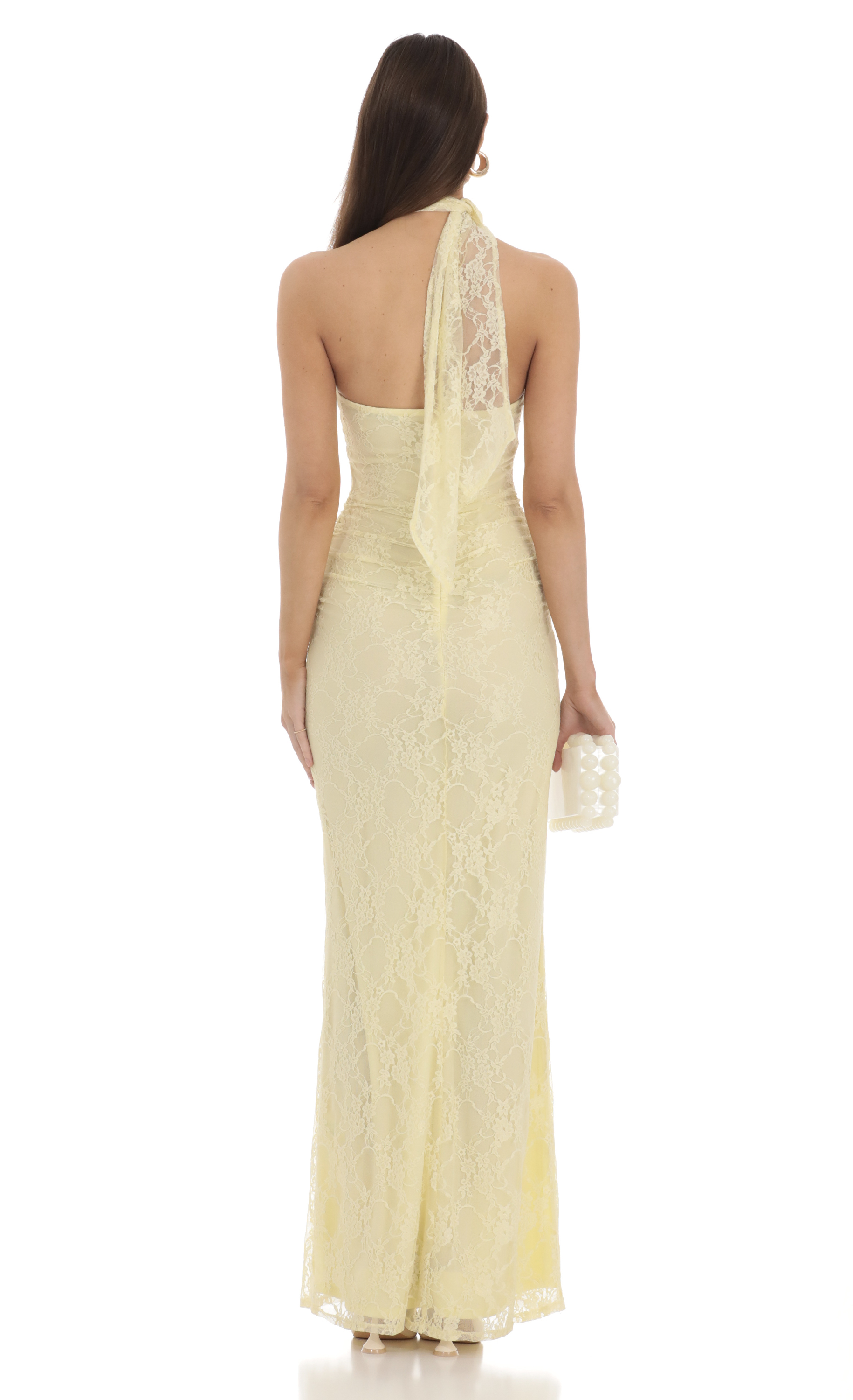 Scarf Lace Maxi Dress In Yellow Scarf Lace Maxi Dress In Yellow