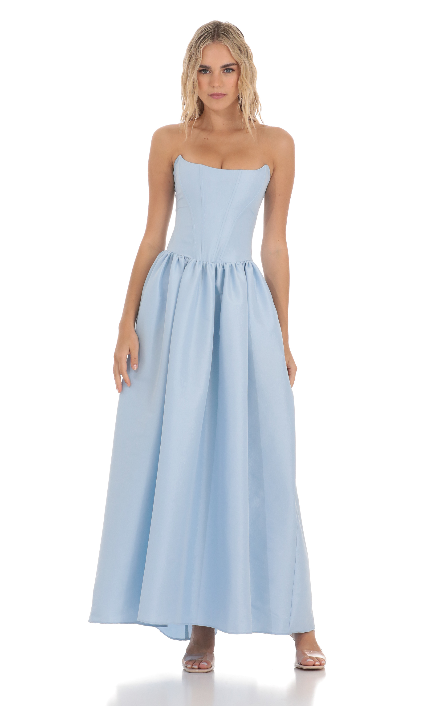 Sana Corset Strapless Maxi Dress in Blue