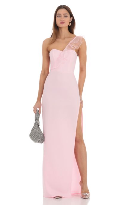 Corset Cross One Shoulder Dress in Pink | LUCY IN THE SKY