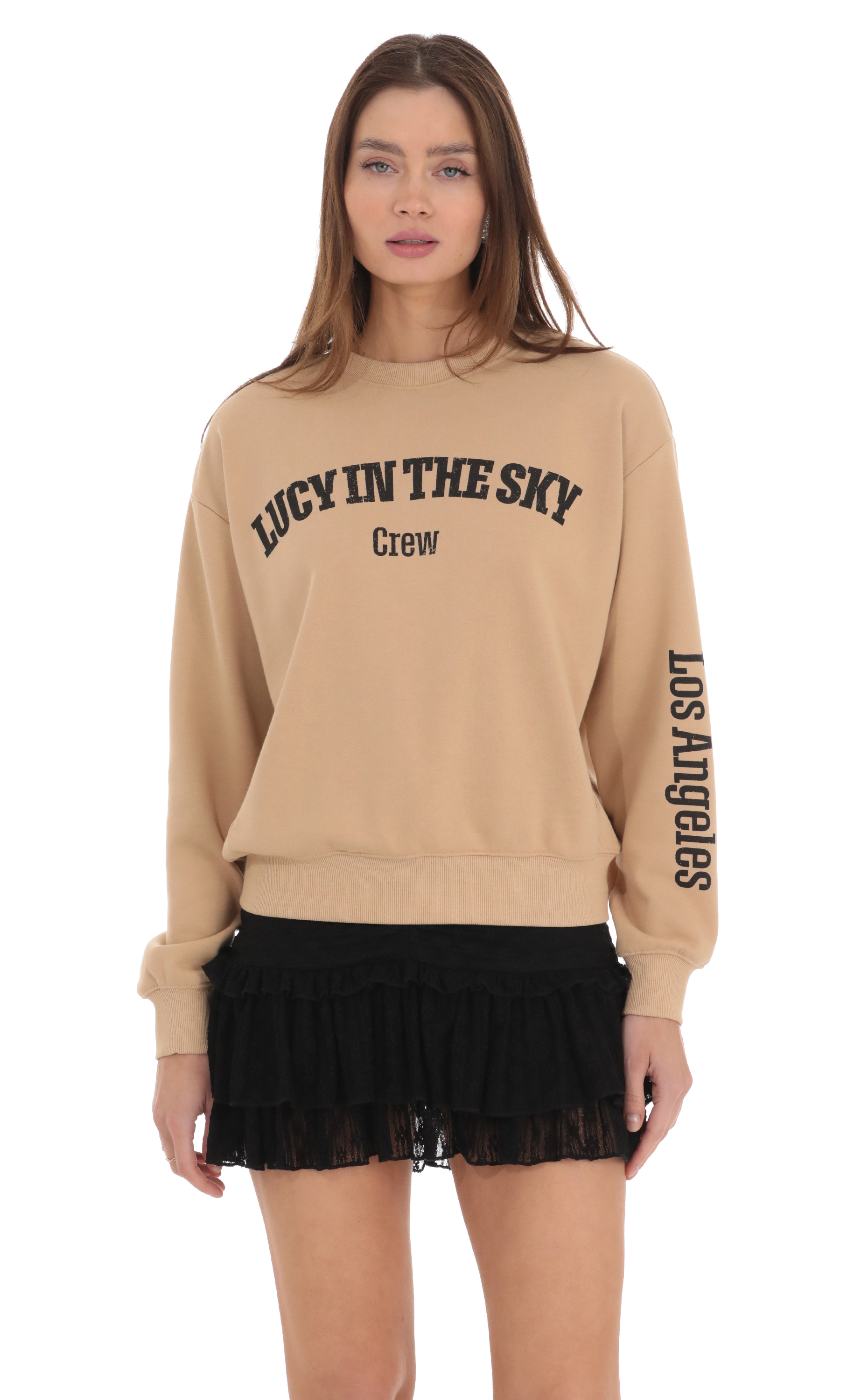 Lucy in the Sky Crew Jumper in Brown