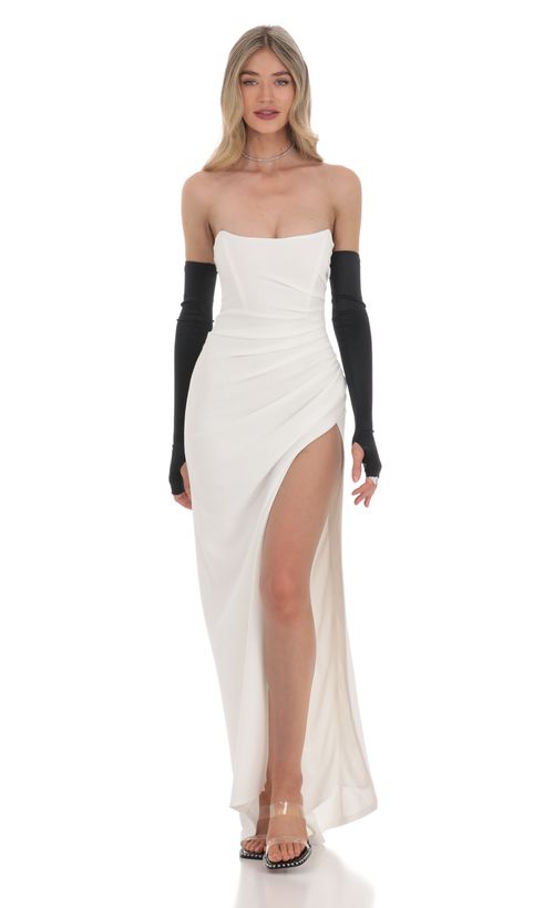 knee length dresses for ladies Plunge Open-Back Midaxi Dress in White