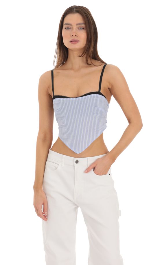 Pinstripe Bandana Top in Blue