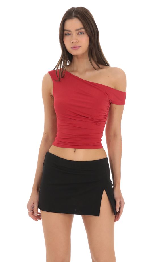 Off Shoulder Crop Top in Red