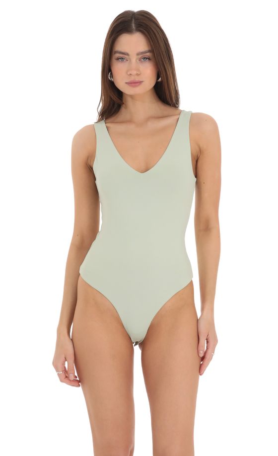 V-Neck Bodysuit in Pistachio