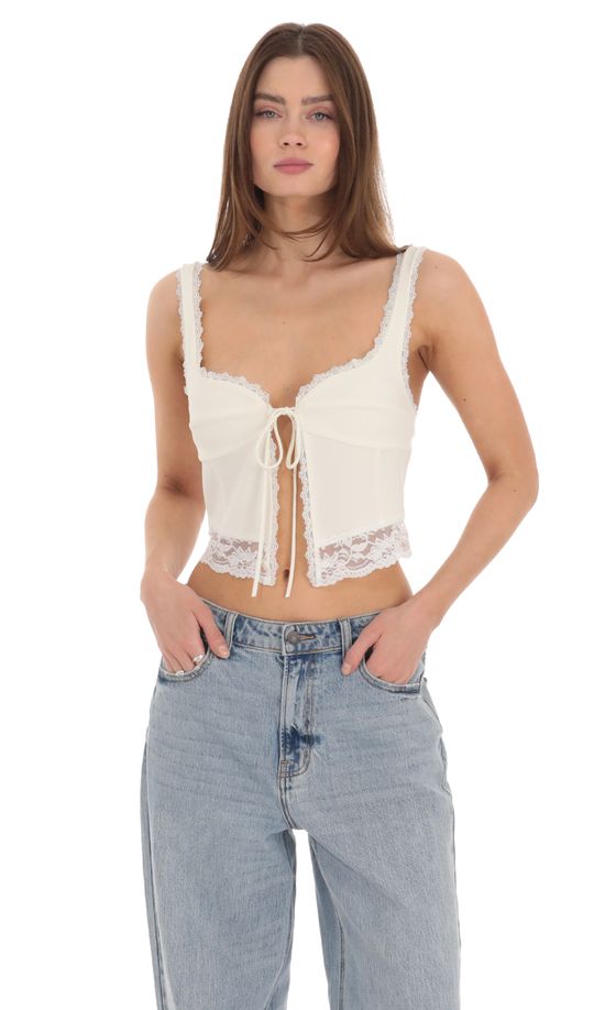 Lace Vest Top in Cream