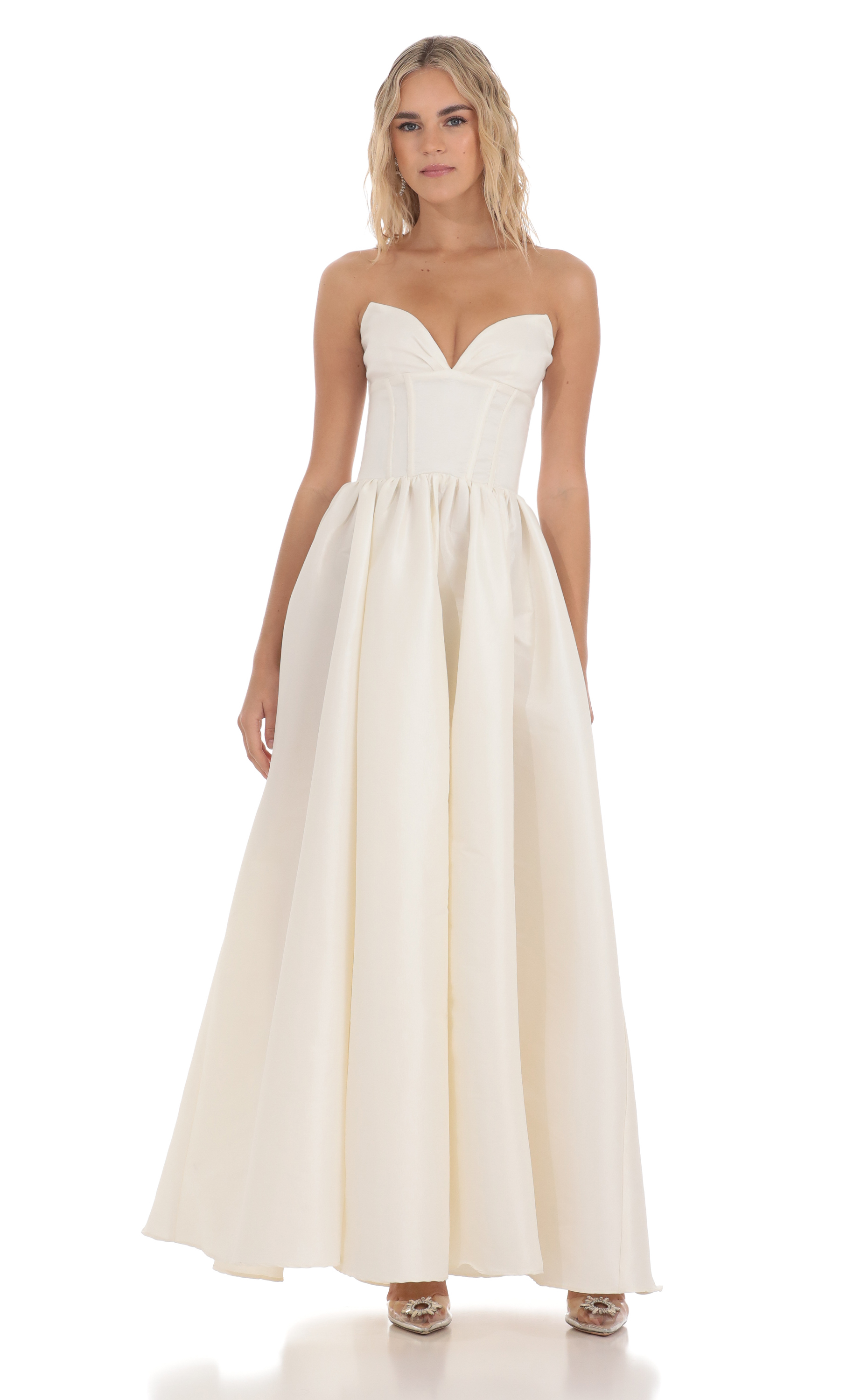Corset Strapless Gown Dress in White