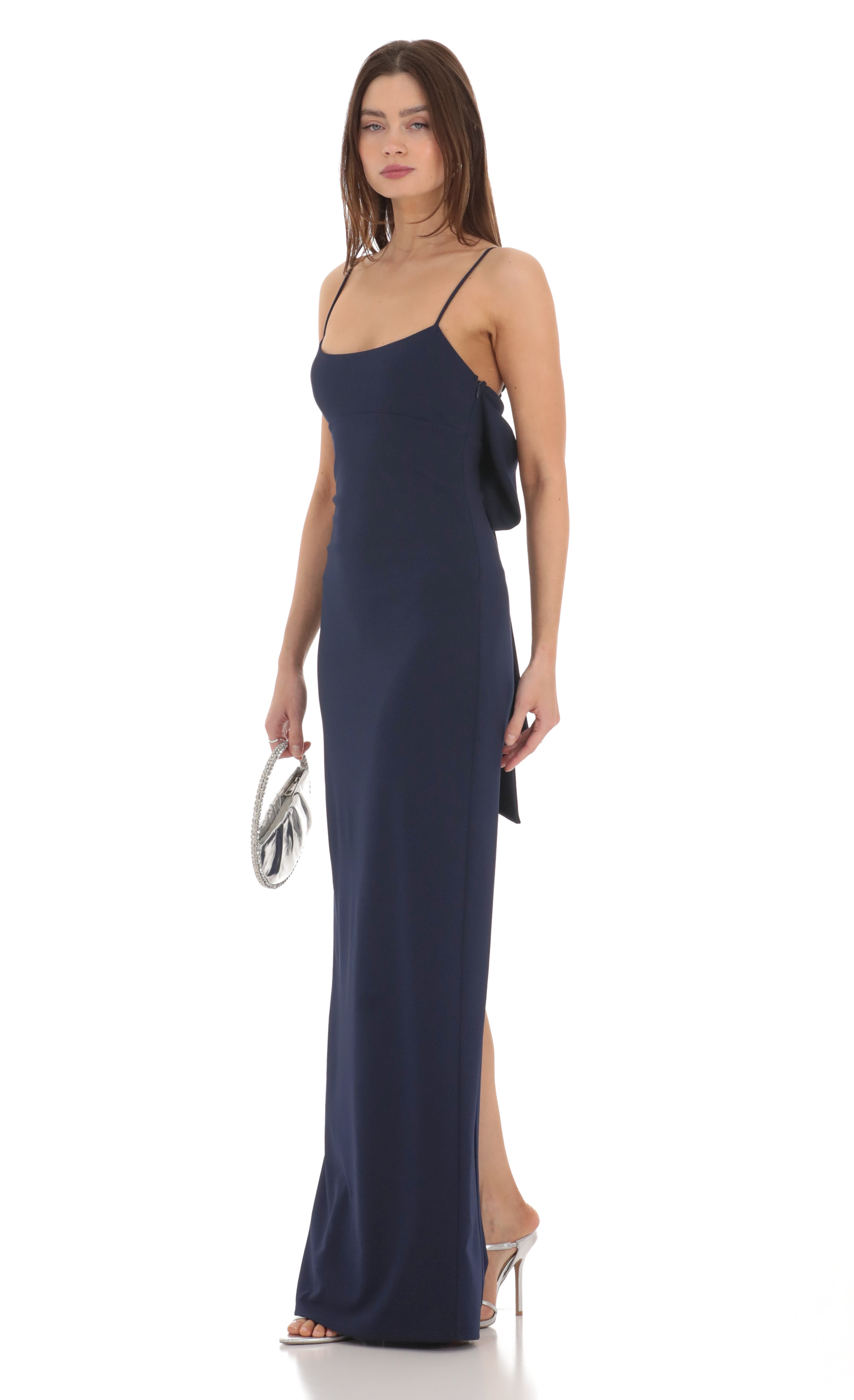 Back Bow Maxi Dress in Navy | LUCY IN THE SKY Back Bow Maxi Dress in Navy | LUCY IN THE SKY