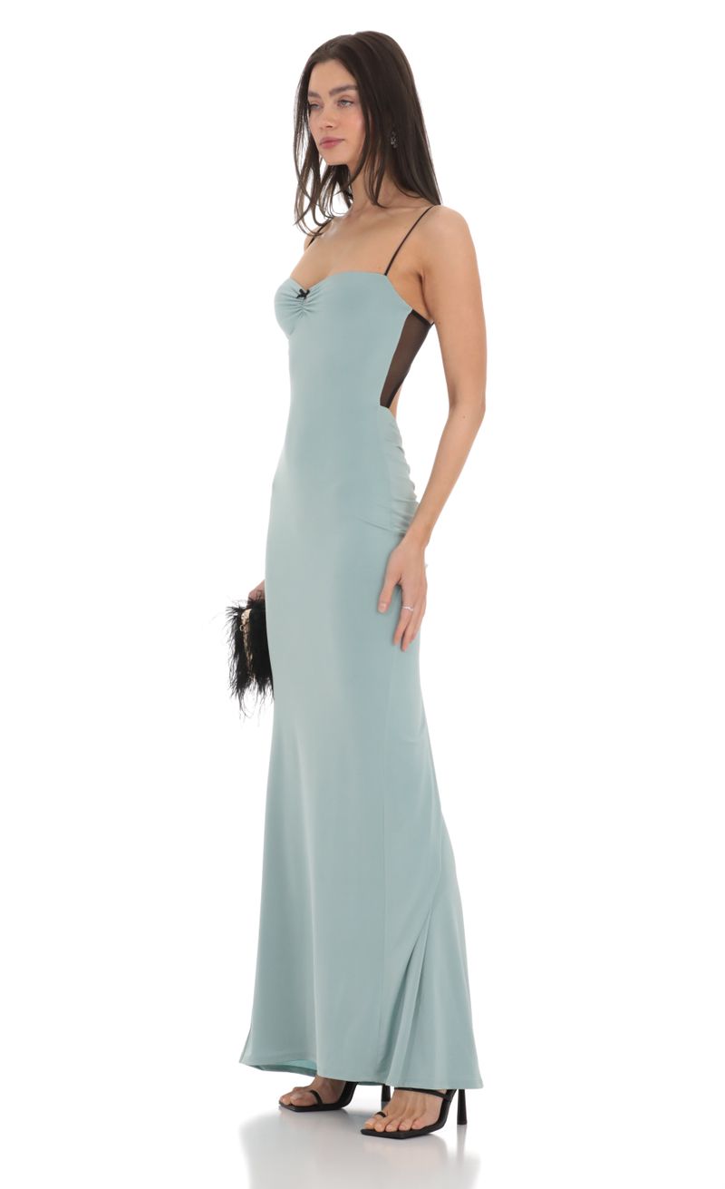 Open Back Two-Toned Maxi Dress in Seafoam Blue | LUCY IN THE SKY