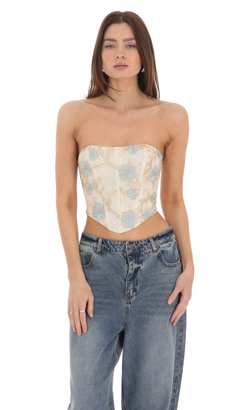 The perfect gift Levency New In Floral Embroidery Corset Top for any  occasion
