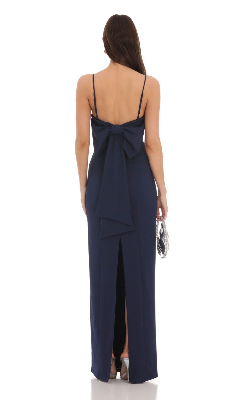 Back Bow Maxi Dress in Navy | LUCY IN THE SKY