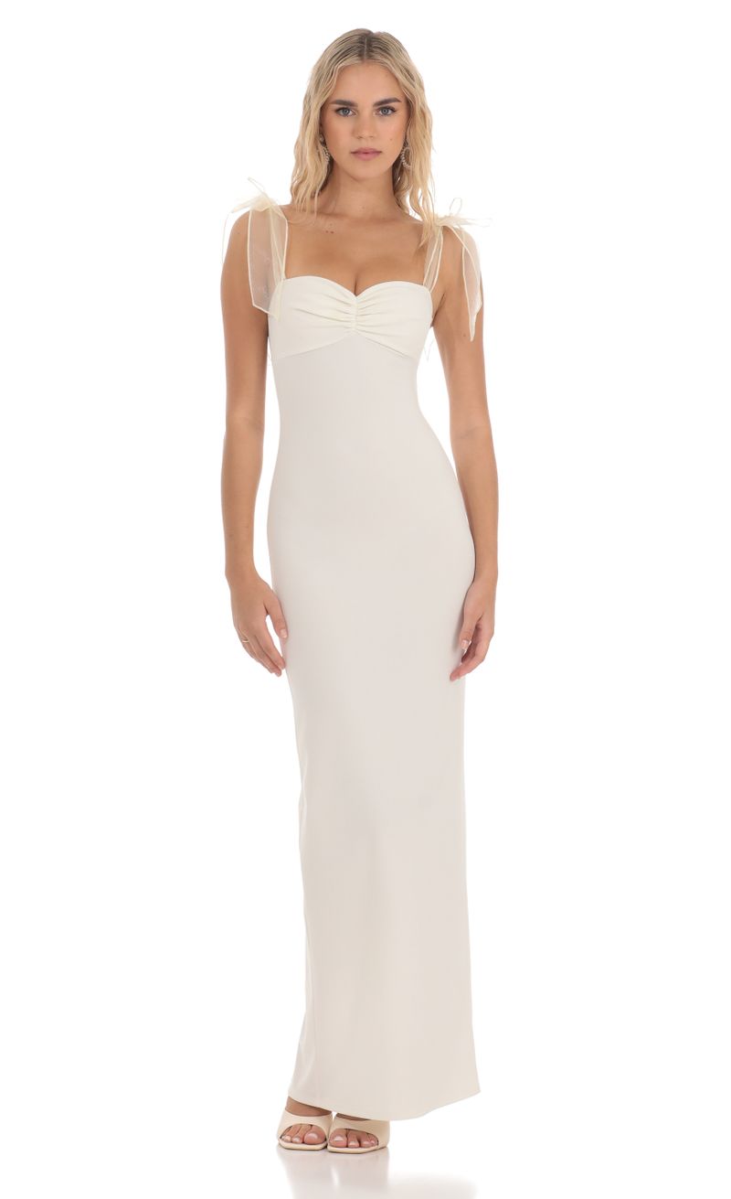 Shoulder Ties Maxi Dress in White | LUCY IN THE SKY