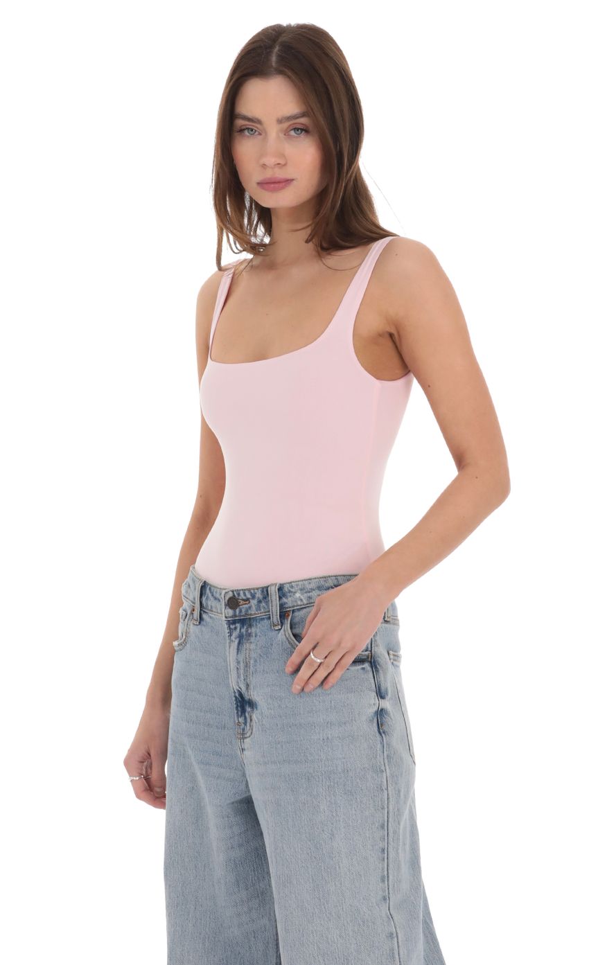 Picture Basic Tank Bodysuit in Pink. Source: https://media-img.lucyinthesky.com/data/Feb24/850xAUTO/0be625d8-2eb4-421c-9ac5-b7fc9d042988.jpg