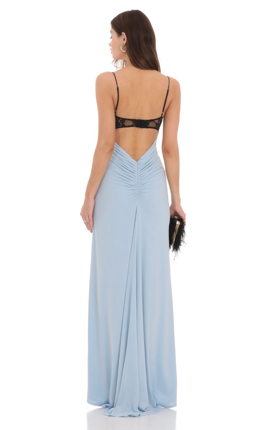 Picture Lace Bust Open Back Maxi Dress in Blue. Source: https://media-img.lucyinthesky.com/data/Feb24/850xAUTO/0c3df4cd-49b0-4bf7-8434-417e7c1780cc.jpg