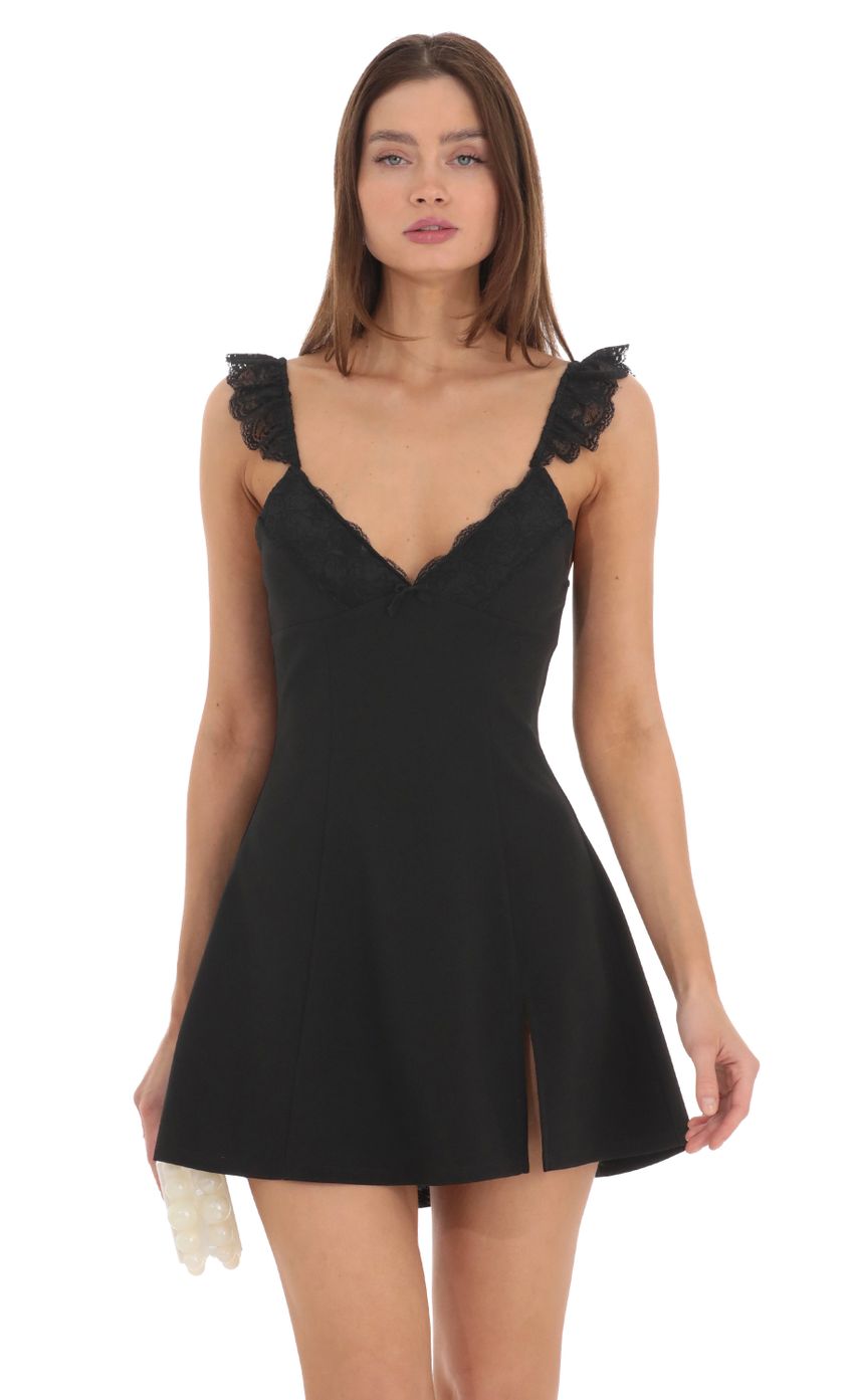 Picture Lace Strap V-Neck Dress in Black. Source: https://media-img.lucyinthesky.com/data/Feb24/850xAUTO/0db757b7-2358-438c-abcf-968caab8581a.jpg