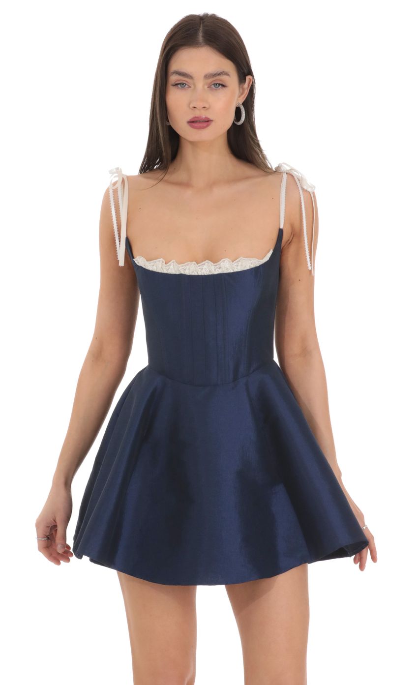 Picture Lace Trim Fit and Flare Dress in Navy. Source: https://media-img.lucyinthesky.com/data/Feb24/850xAUTO/15120eb9-bebe-403c-967a-f2de0a22d380.jpg