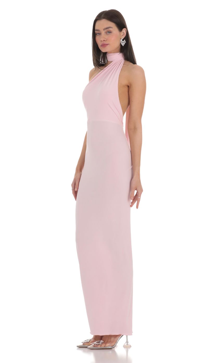 Picture One Shoulder Scarf Strap Maxi Dress in Pink. Source: https://media-img.lucyinthesky.com/data/Feb24/850xAUTO/1cef8bb6-7ca7-42d4-84c4-890794447c5a.jpg